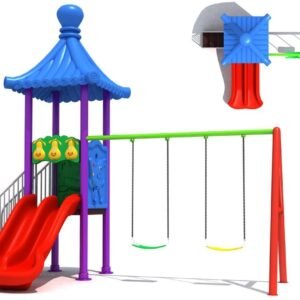 Red House Tower Slide with Swing