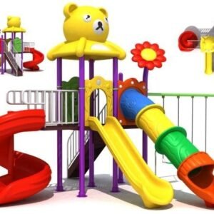 Yellow Spiral Slide with Monkey Bars