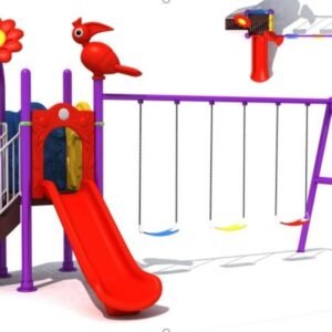 Purple Slide with Swings & Basketball