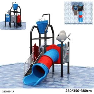 Blue Tunnel Slide with Water Bucket